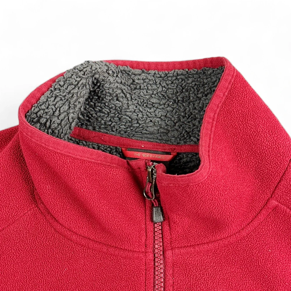 North Face Jacket Adult LARGE Red Chimborazo Fleece Gray Sherpa Lined Outdoor